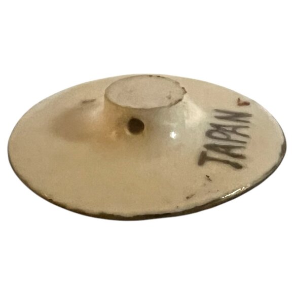 Antique Japanese Satsuma Button 1 Inch Hand-Painted Floral Ceramic Self Shank - Picture 3 of 4